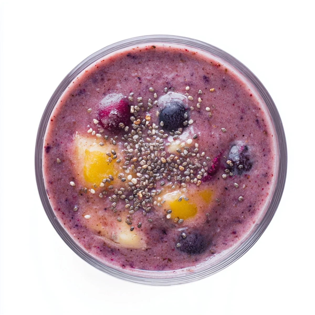 Winter Smoothie Blend with Berries in a mason jar topped with granola, offering a healthy breakfast or snack option.