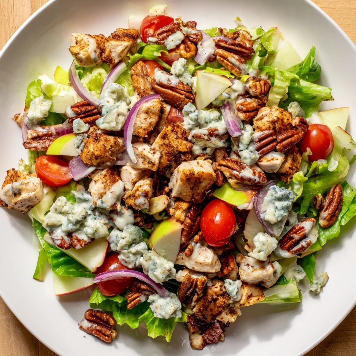 Freshly grilled chicken and toasted pecans top a bed of crisp mixed greens in this Chicken Pecan Salad.