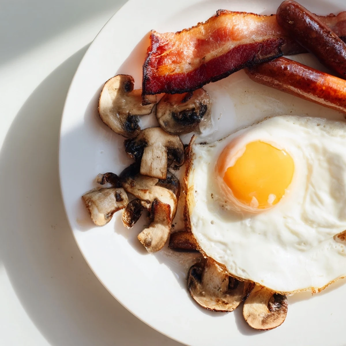 Traditional Irish Breakfast arranged with juicy halal sausages, rich beans, and buttery toast, inviting a satisfying start to the day.