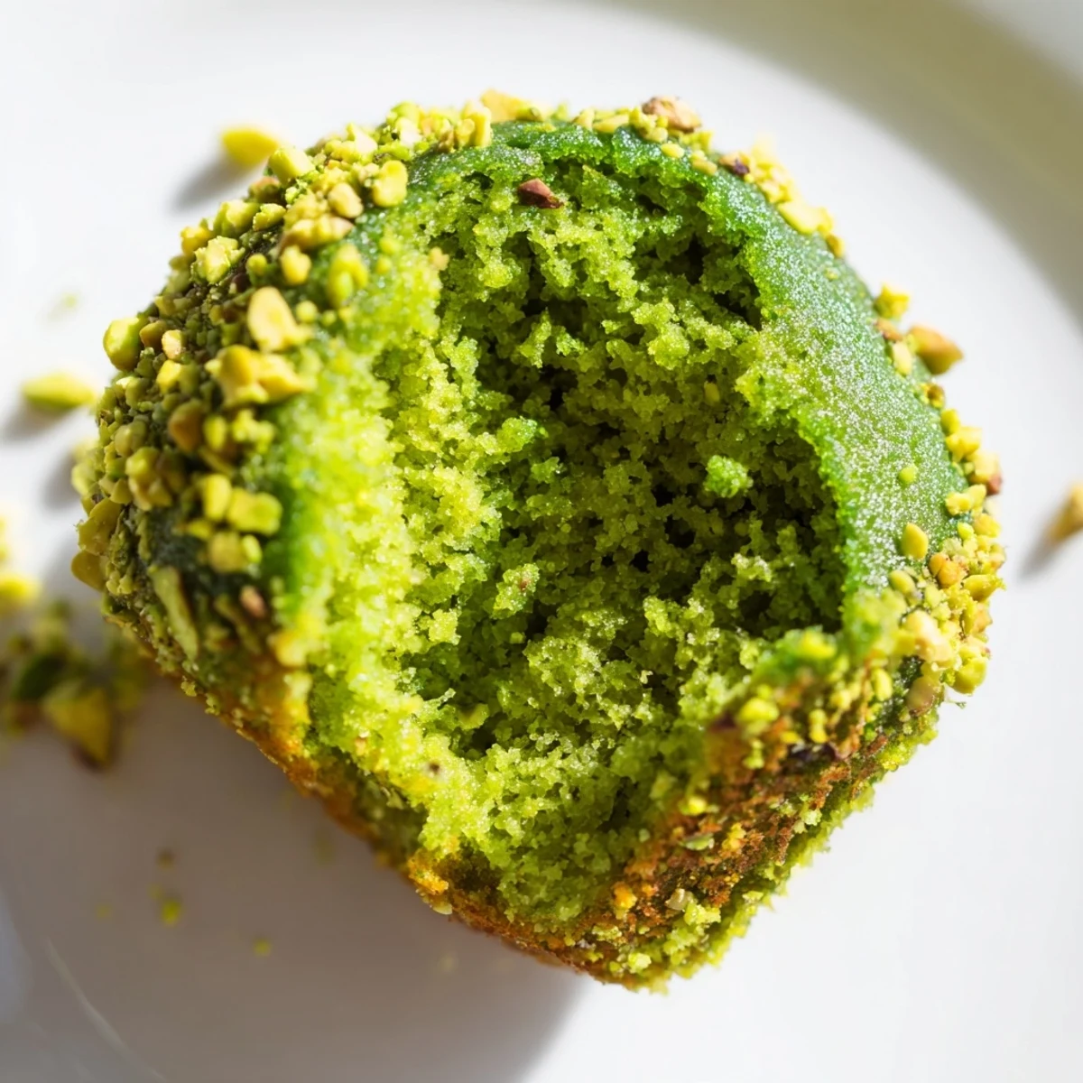 Freshly baked Green Pistachio Muffins cooling on a wire rack, with a soft texture and subtle sweetness, perfect for an afternoon tea or snack.