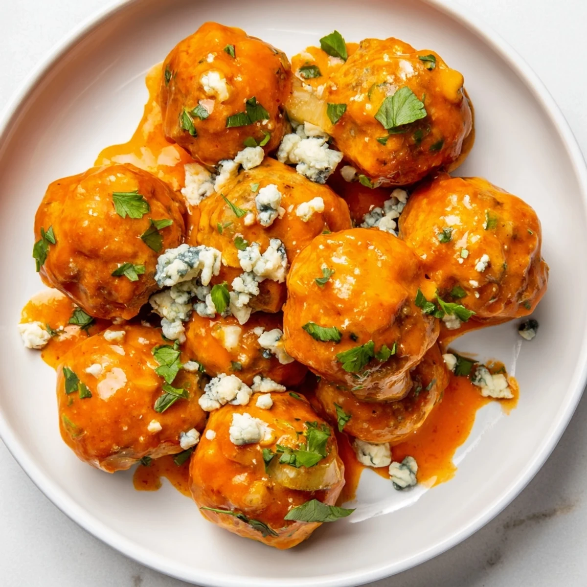 Tender, juicy Game Day Spicy Buffalo Chicken Meatballs are tossed in a warm, tangy buffalo sauce, perfect for casual gatherings and finger-food platters.  