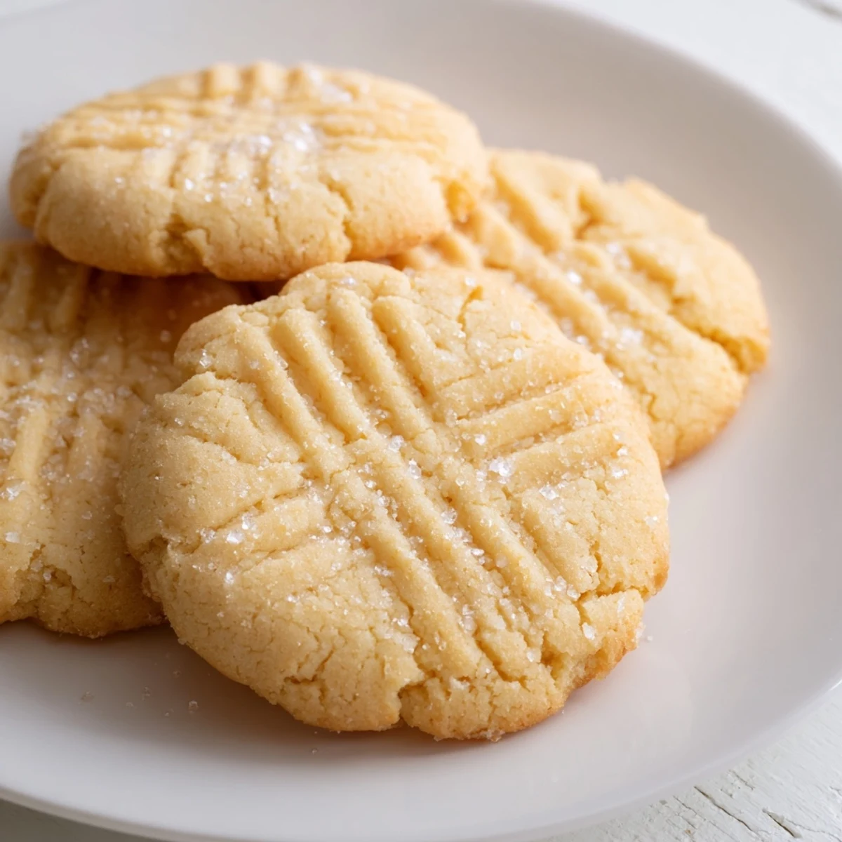 A plate of Keto Butter Cookies with a dusting of powdered sweetener, perfect for a gluten-free snack or afternoon coffee pairing.