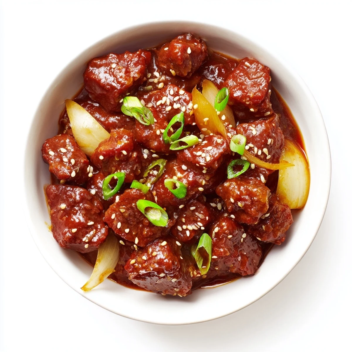 Spicy-sweet Crock Pot Korean Beef served in crisp lettuce wraps with extra sauce drizzled over the tender beef.