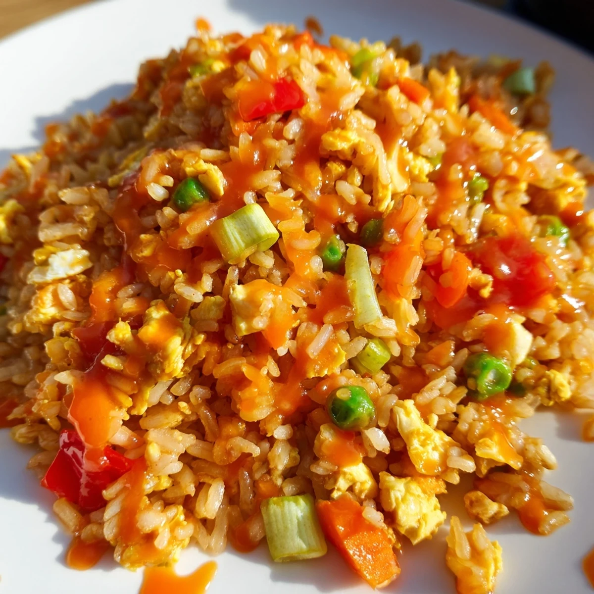 Bang Bang Fried Rice served hot in a skillet, ready to enjoy with chopsticks nearby.