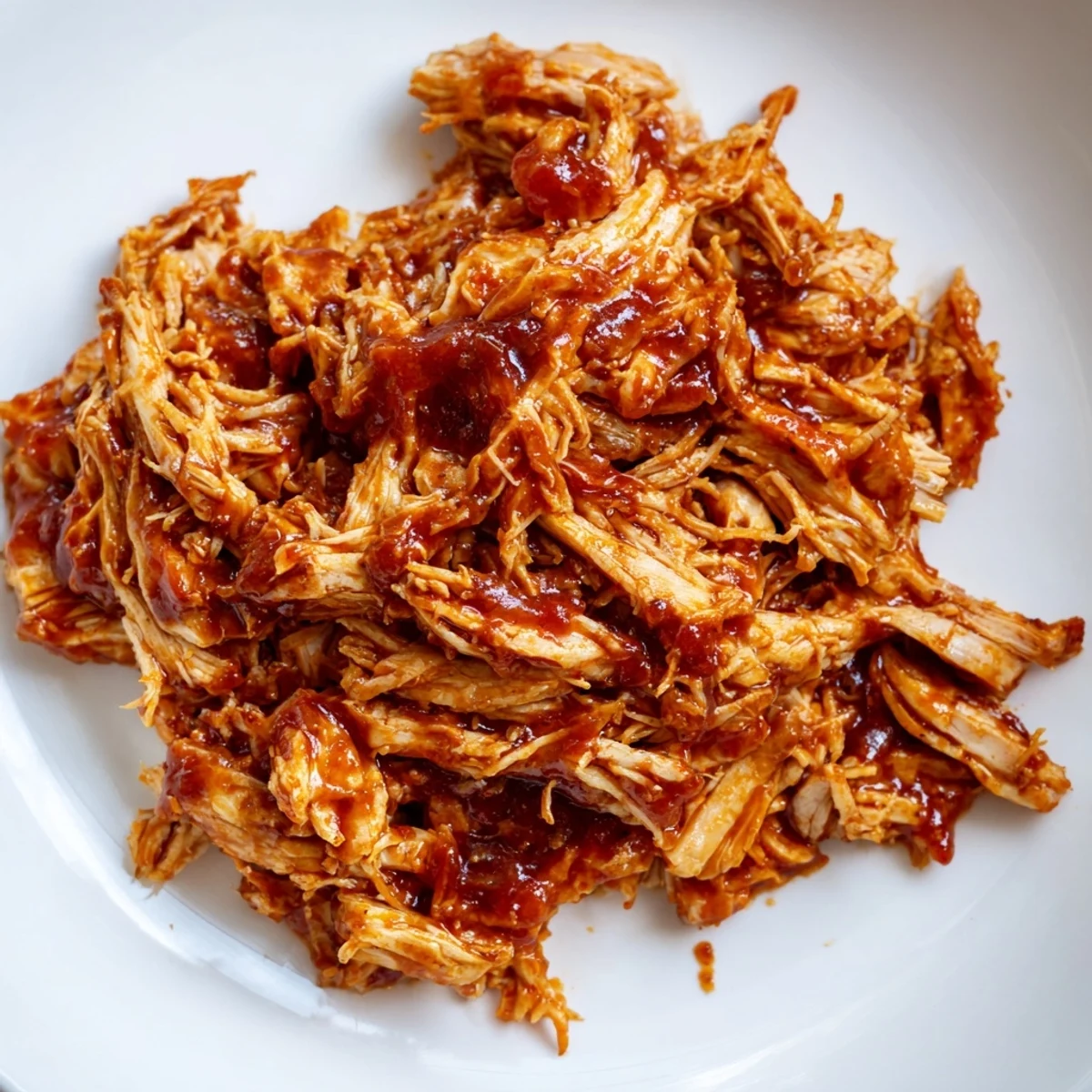 Tender chicken breasts slow-cooked in a crockpot, glazed with sticky Sweet Baby Rays barbecue sauce and garnished with fresh parsley.