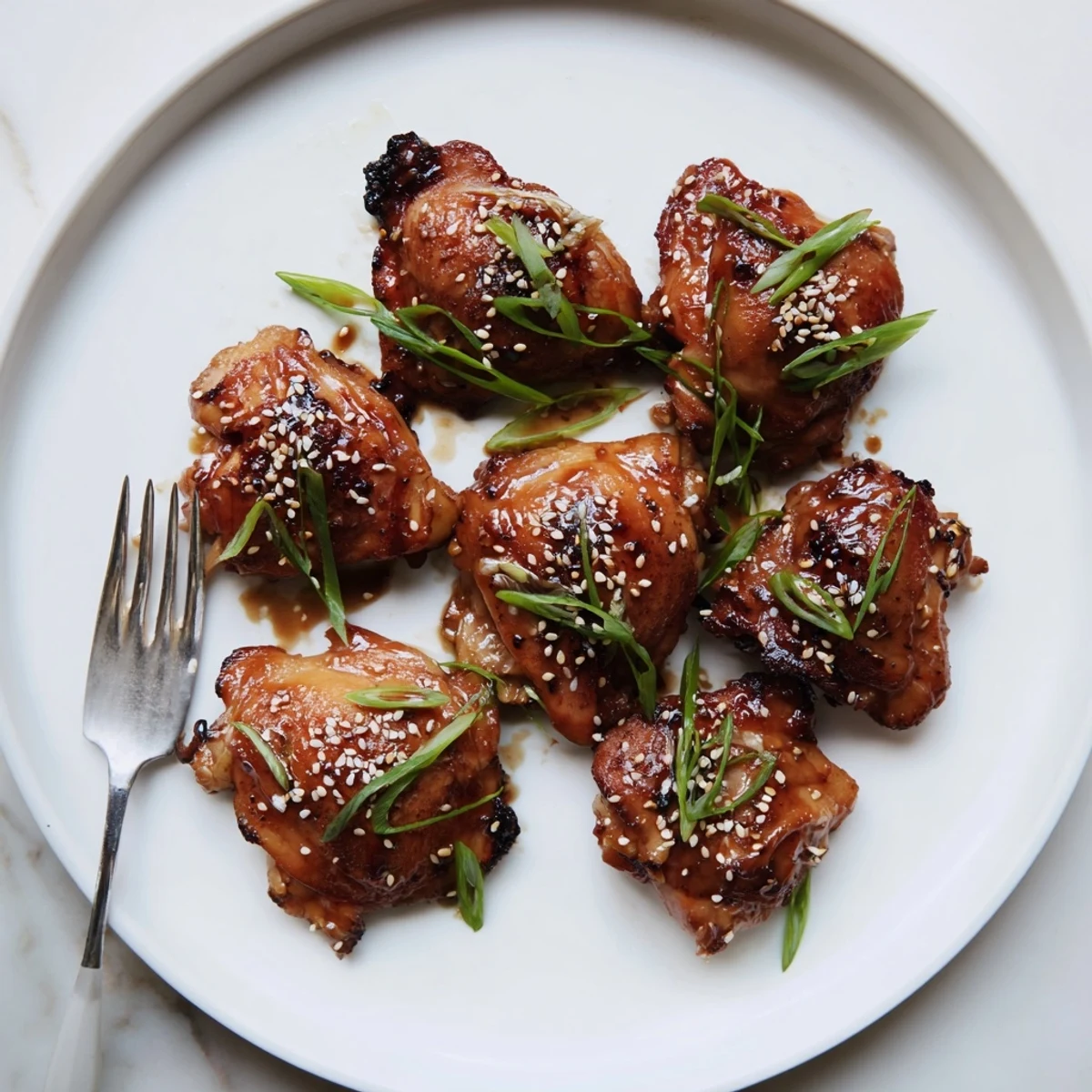 Japanese-inspired garlic miso chicken roasted to perfection with spring onions and sesame seeds