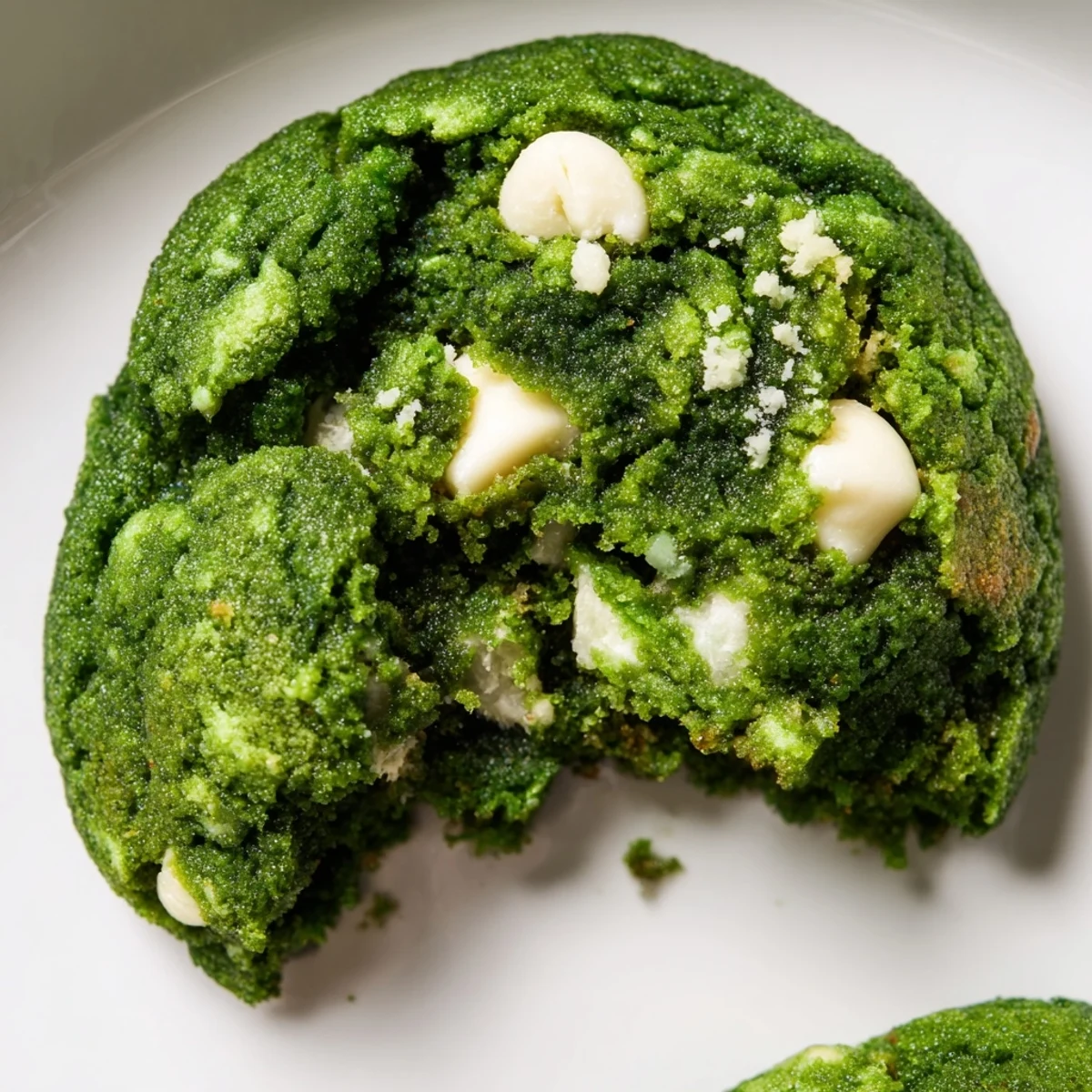 Vibrant green velvet cookie dough balls ready for baking on a parchment lined baking sheet