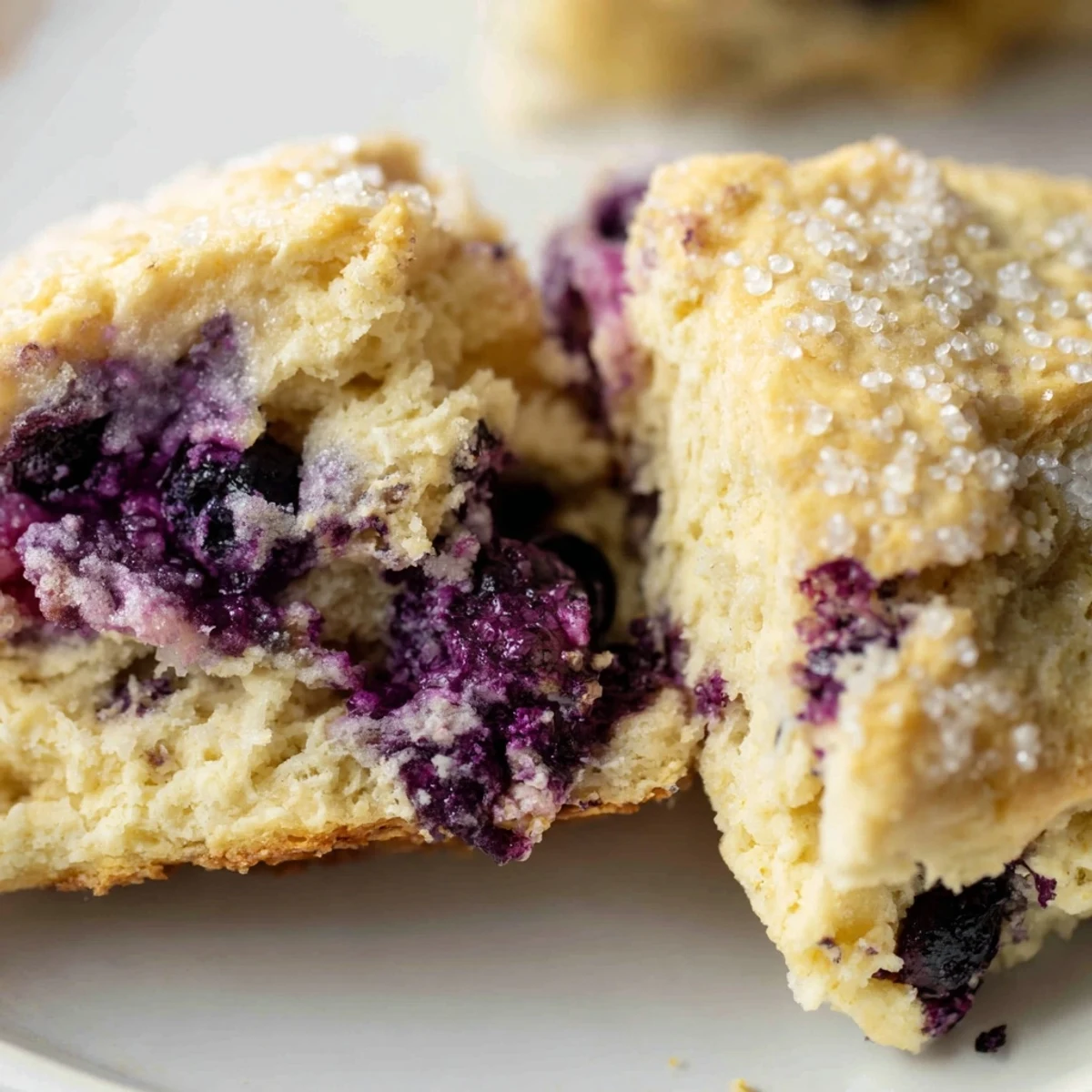 Golden blueberry biscuits fresh from the oven with scattered sugar on top