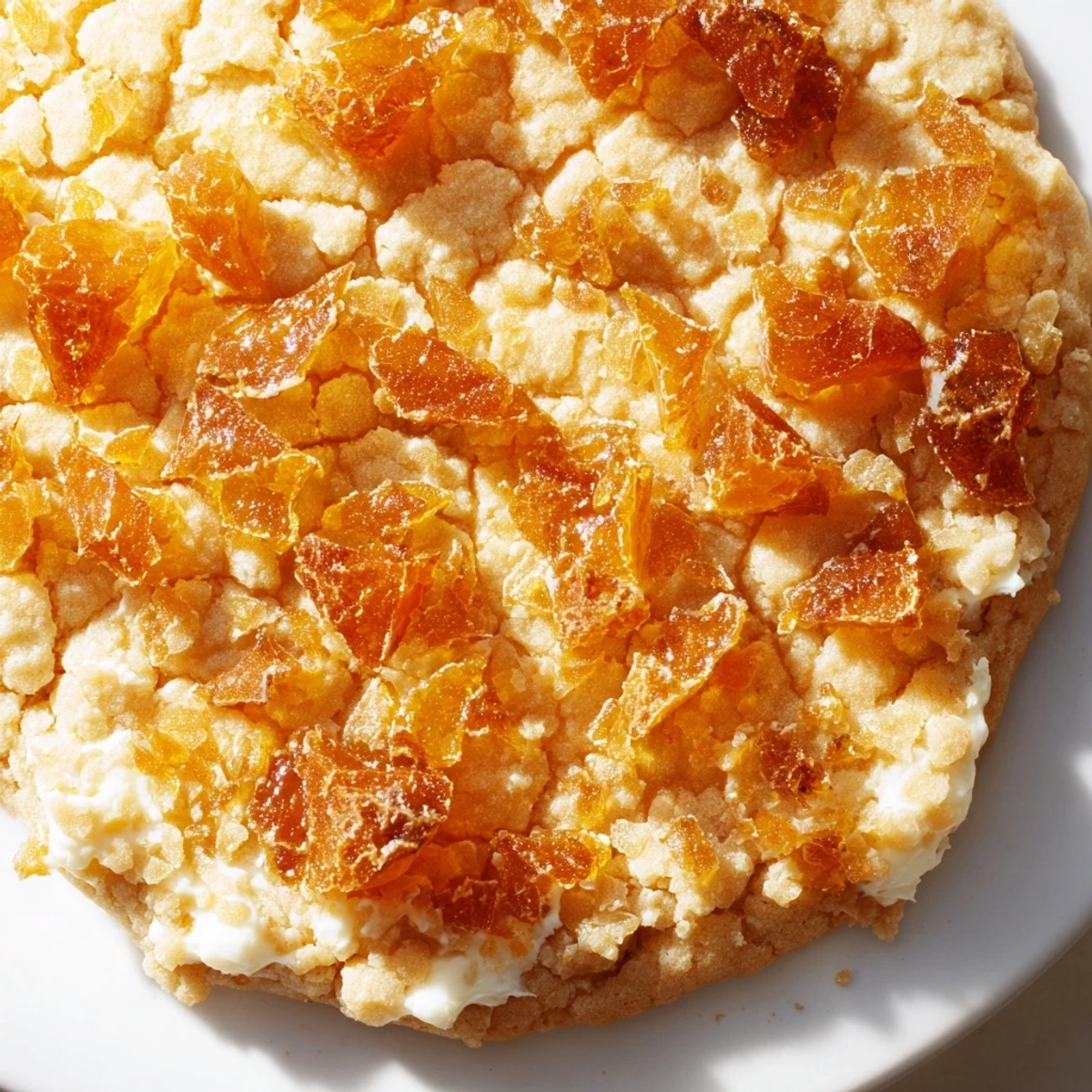 Golden caramelized sugar tops soft creme brulee cookies with creamy vanilla centers