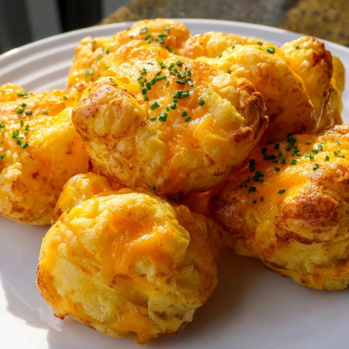 Golden Mashed Potato Cheese Puffs on a baking sheet with crispy edges and melty cheese