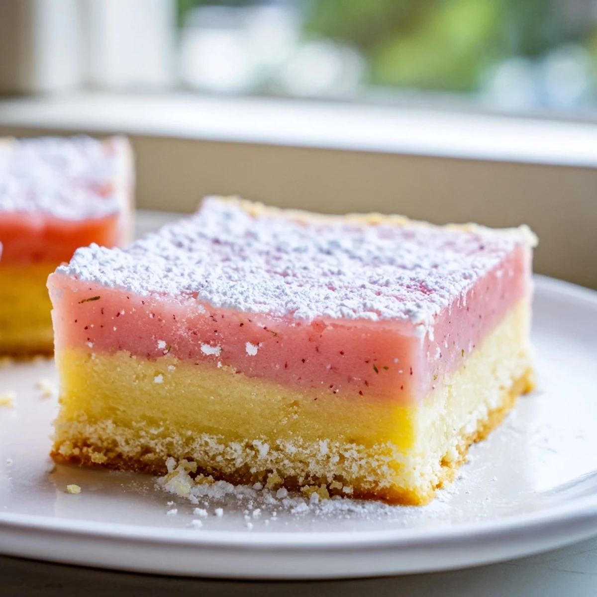 Creamy grapefruit bars sliced into squares with a zesty citrus glaze topping