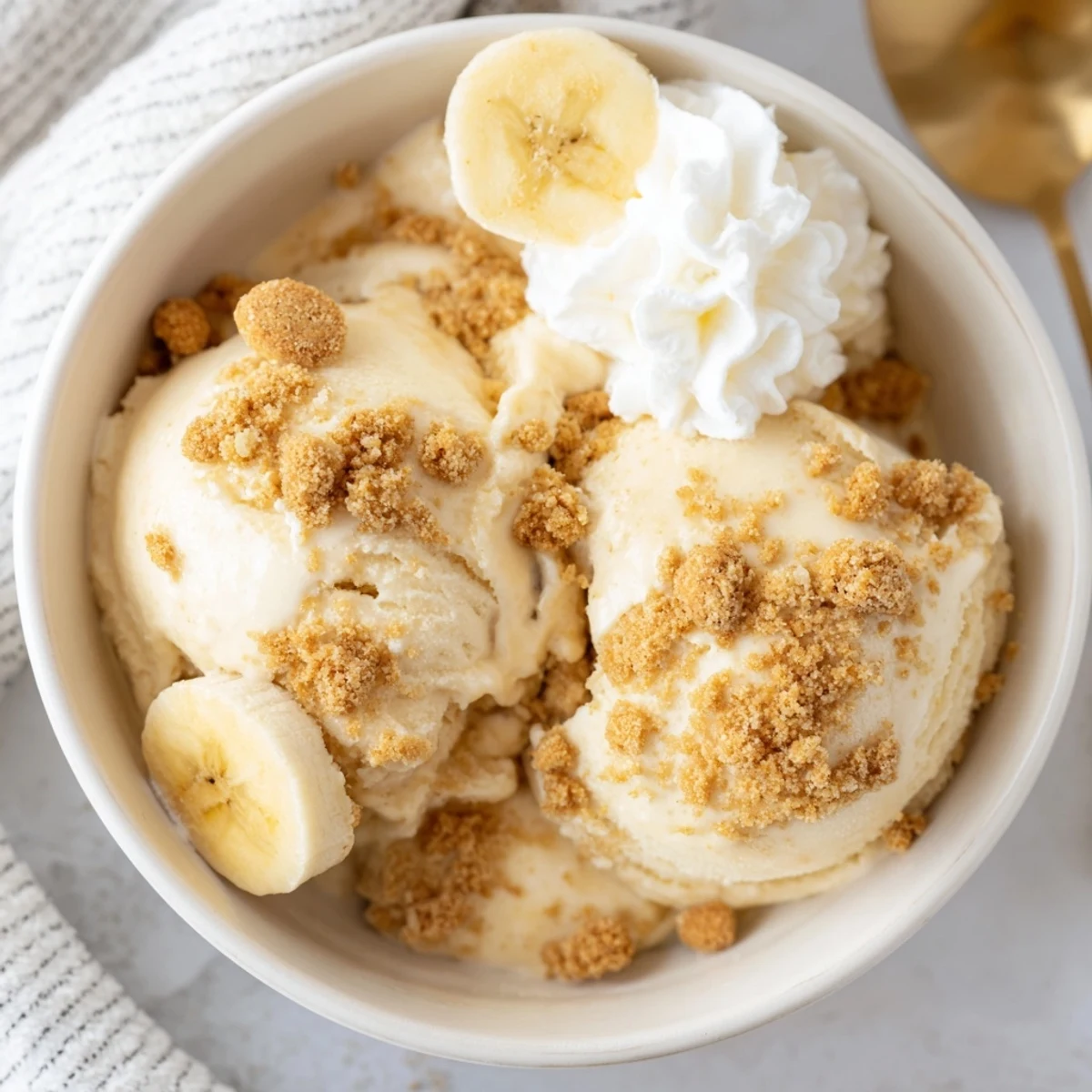 Ninja Creami Banana Cream Pie Ice Cream with buttery graham cracker swirls