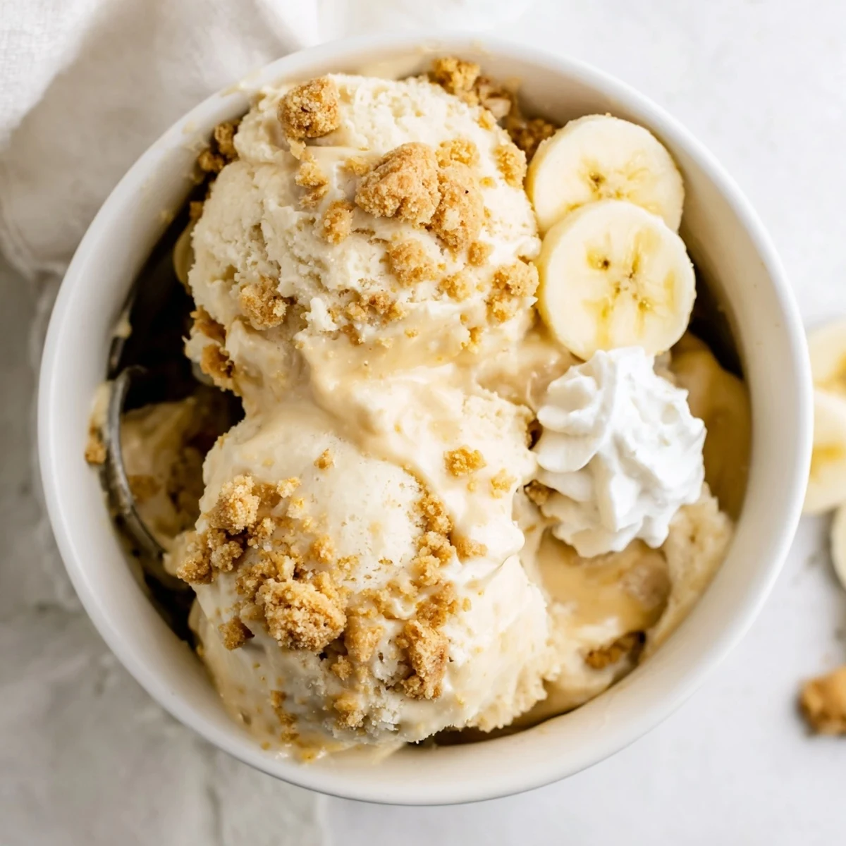 Luscious vanilla-banana custard texture in Ninja Creami Banana Cream Pie Ice Cream