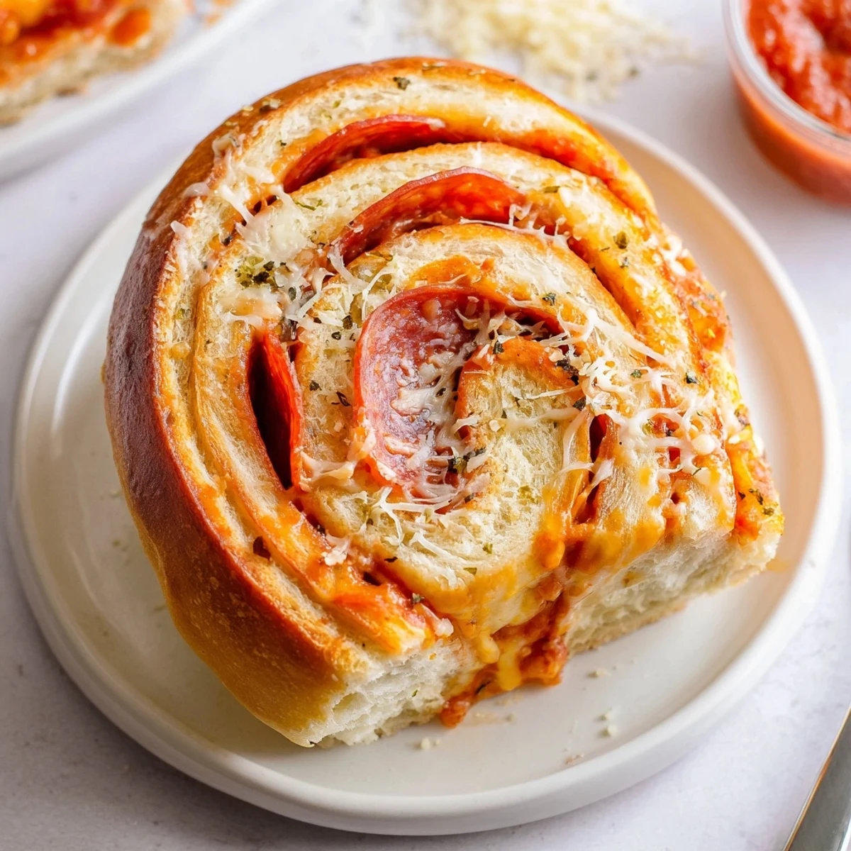 Comforting pull apart Pepperoni Pizza Roll Breadsticks Recipe smelling of garlic and oregano