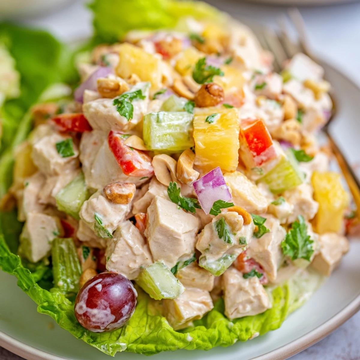 Hawaiian Chicken Salad Recipe with juicy pineapple, tender chicken, creamy lime dressing