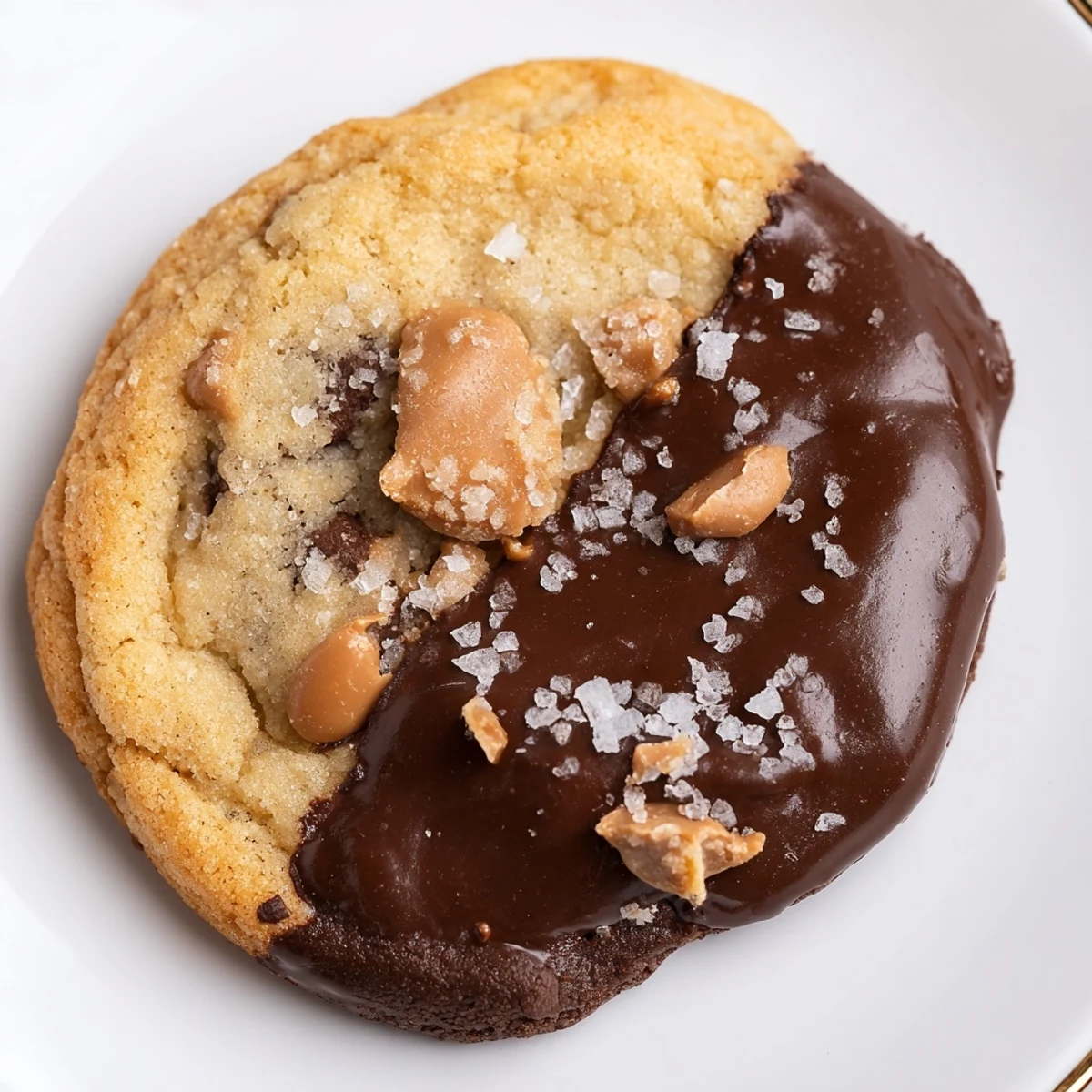Aromatic, buttery scent surrounds Chocolate Dipped Toffee Cookies cooling on baking sheet.