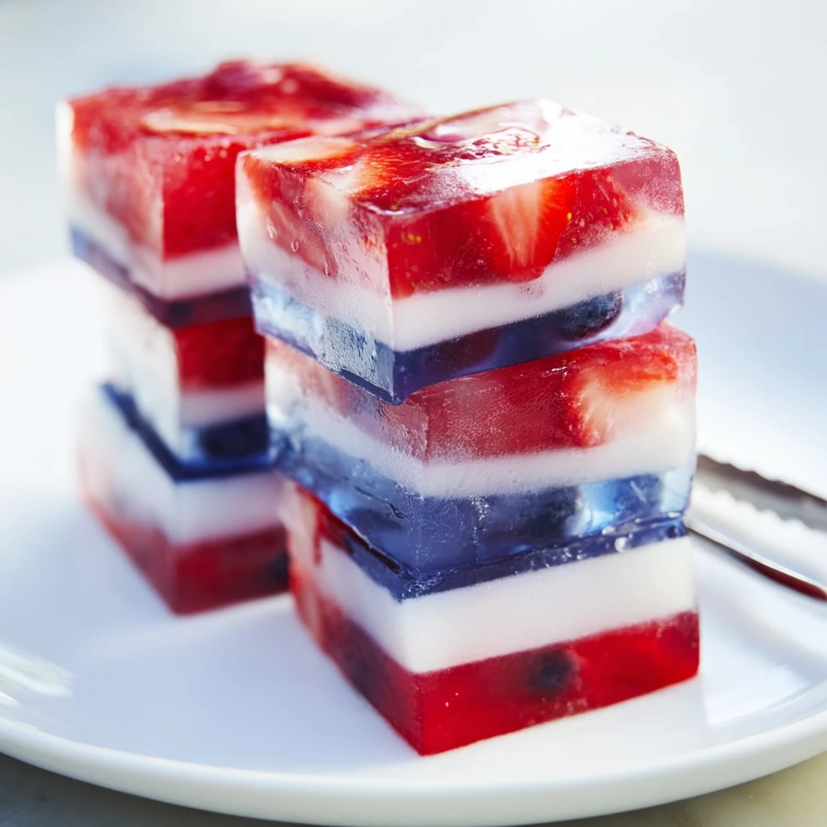 Red White And Blue Ice Cubes Recipe chilling lemonade with visible fruit layers
