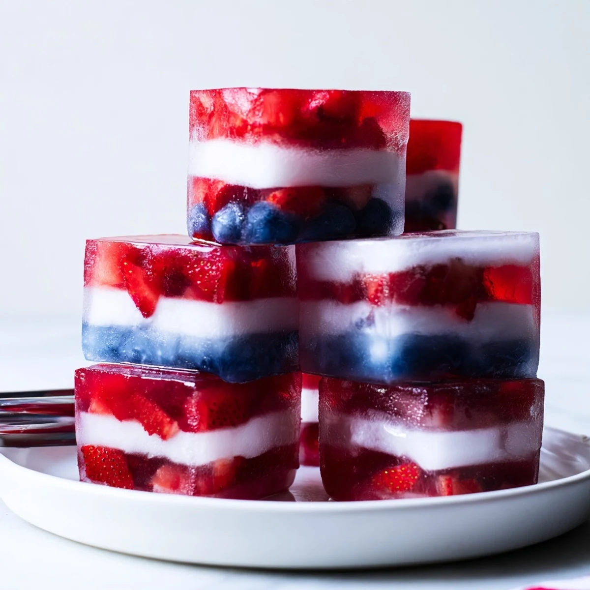 Bright Red White And Blue Ice Cubes Recipe frozen layers brighten summer cocktails