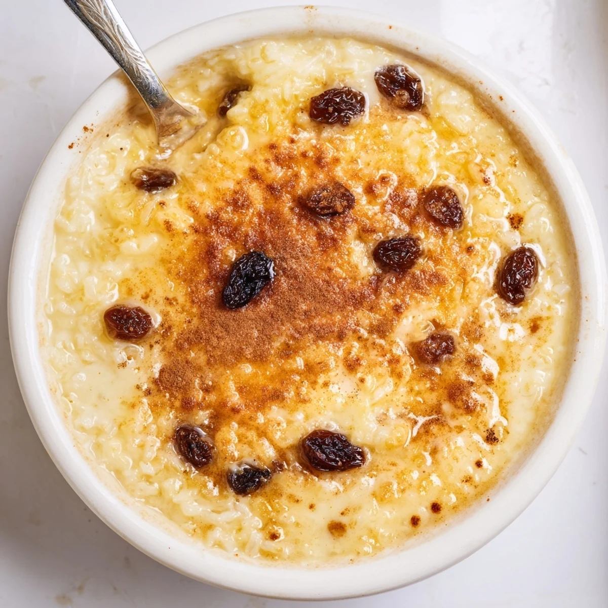 Delicious Condensed Milk Baked Rice Pudding Recipe To Try with warm, golden, cinnamon-sprinkled top