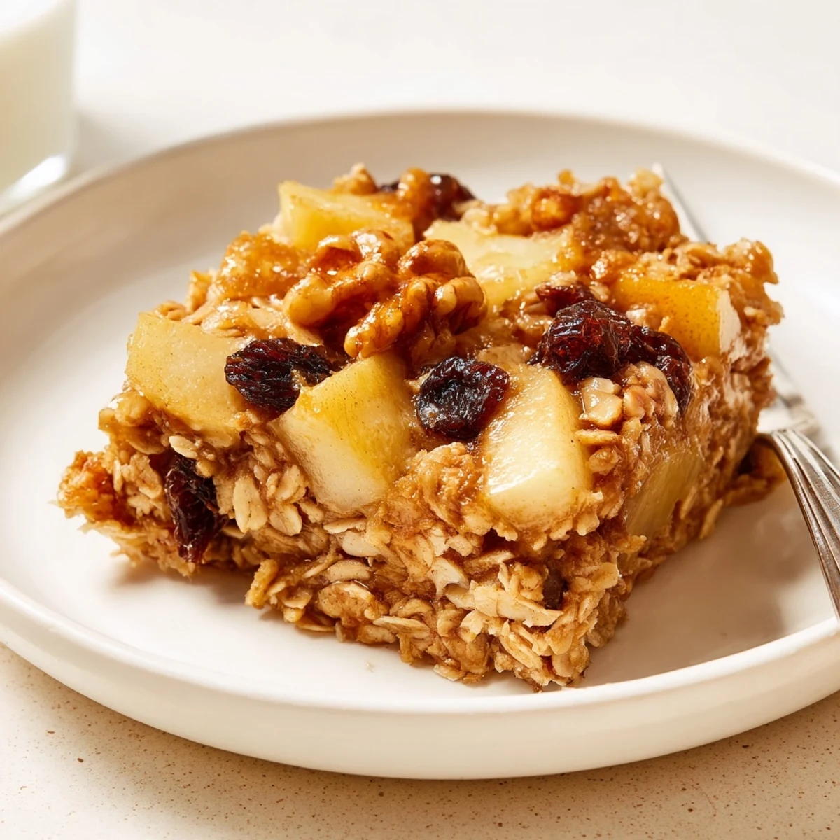 Golden-brown Delicious Apple Cinnamon Oatmeal Bake Recipe For Mornings, steam rising