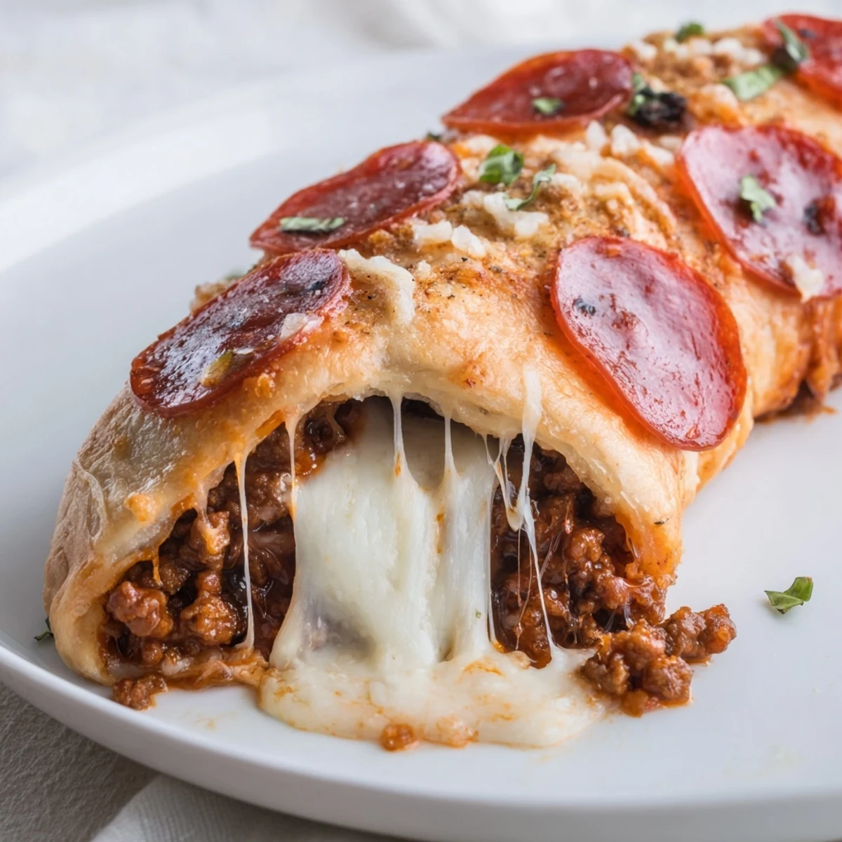Cheesy Beef Pepperoni Pizza Roll Ups Snack Recipe with bubbly cheese and dipping sauce