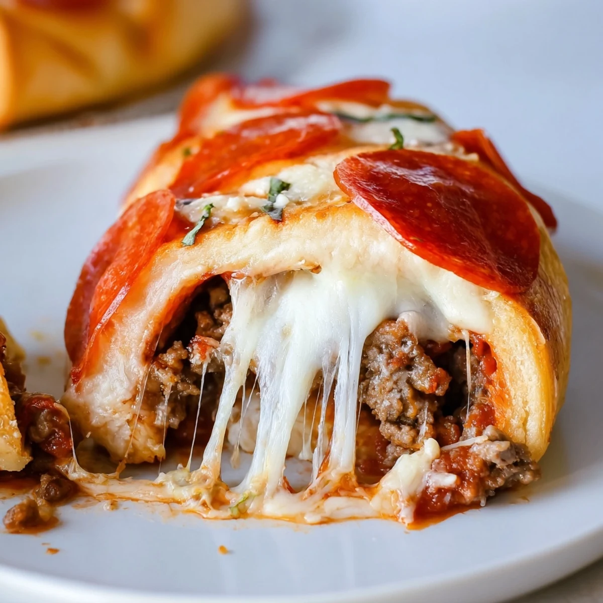 Crispy, melty, savory bites with marinara — Cheesy Beef Pepperoni Pizza Roll Ups Snack Recipe