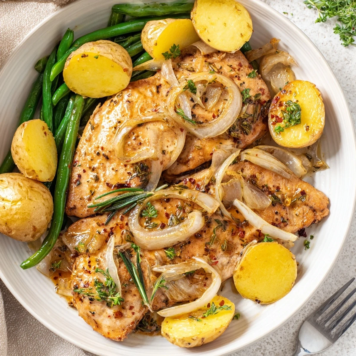 Comforting, slow-simmered dinner: Slow Cooker Chicken And Potatoes With Green Beans