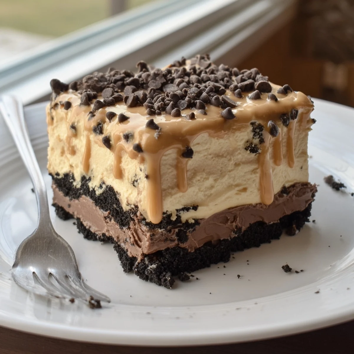 Peanut Butter Layered Delight squares showing rich chocolate and peanut butter layers