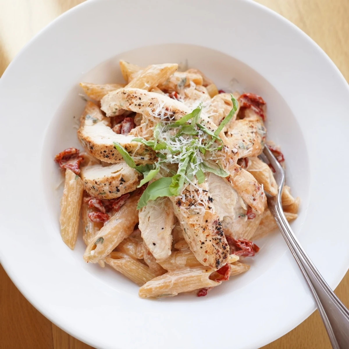 Golden seared chicken nestled in Sun Dried Tomato Marry Me Chicken Pasta