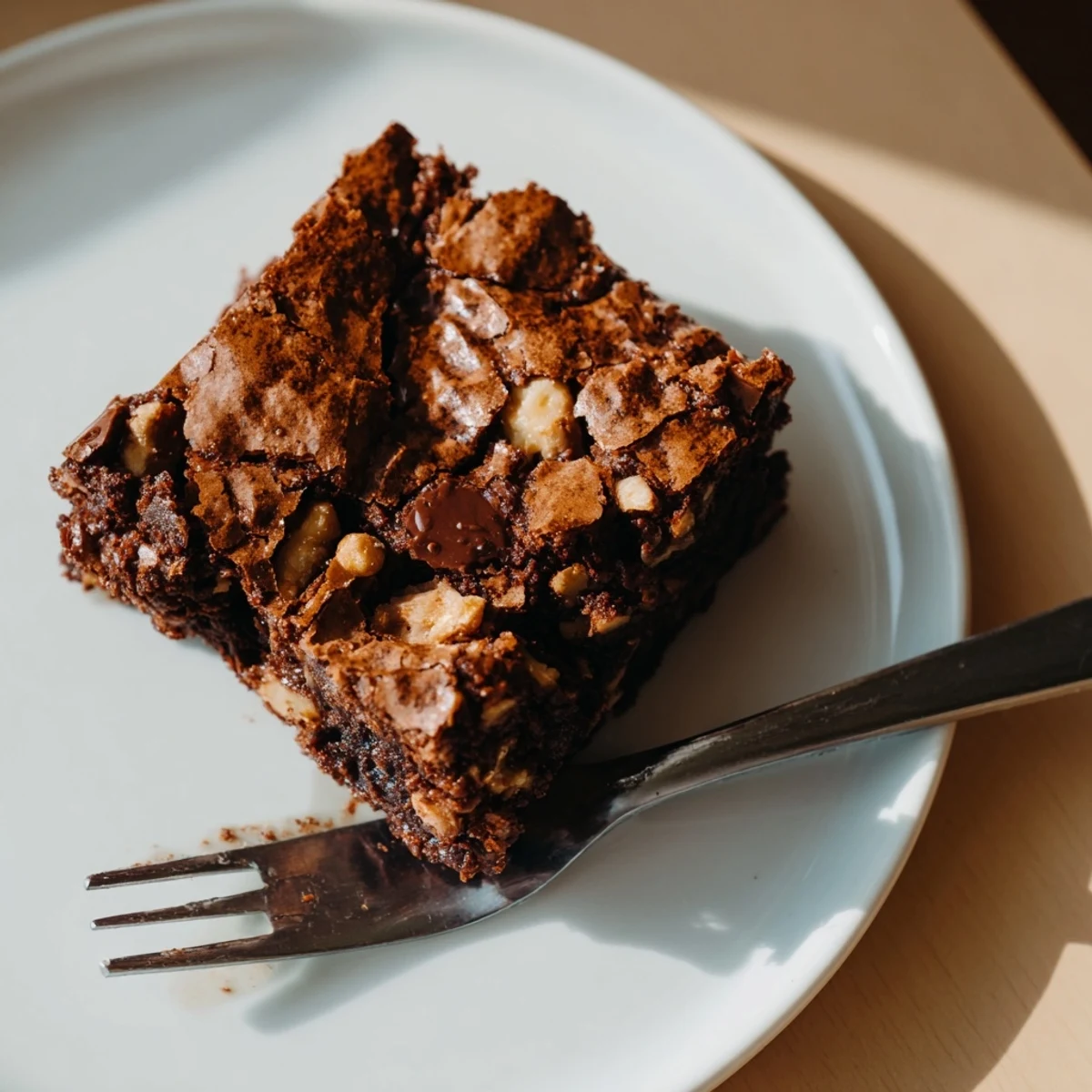 Rich fudgy ultimate brownies with a glossy crackly top cut into squares