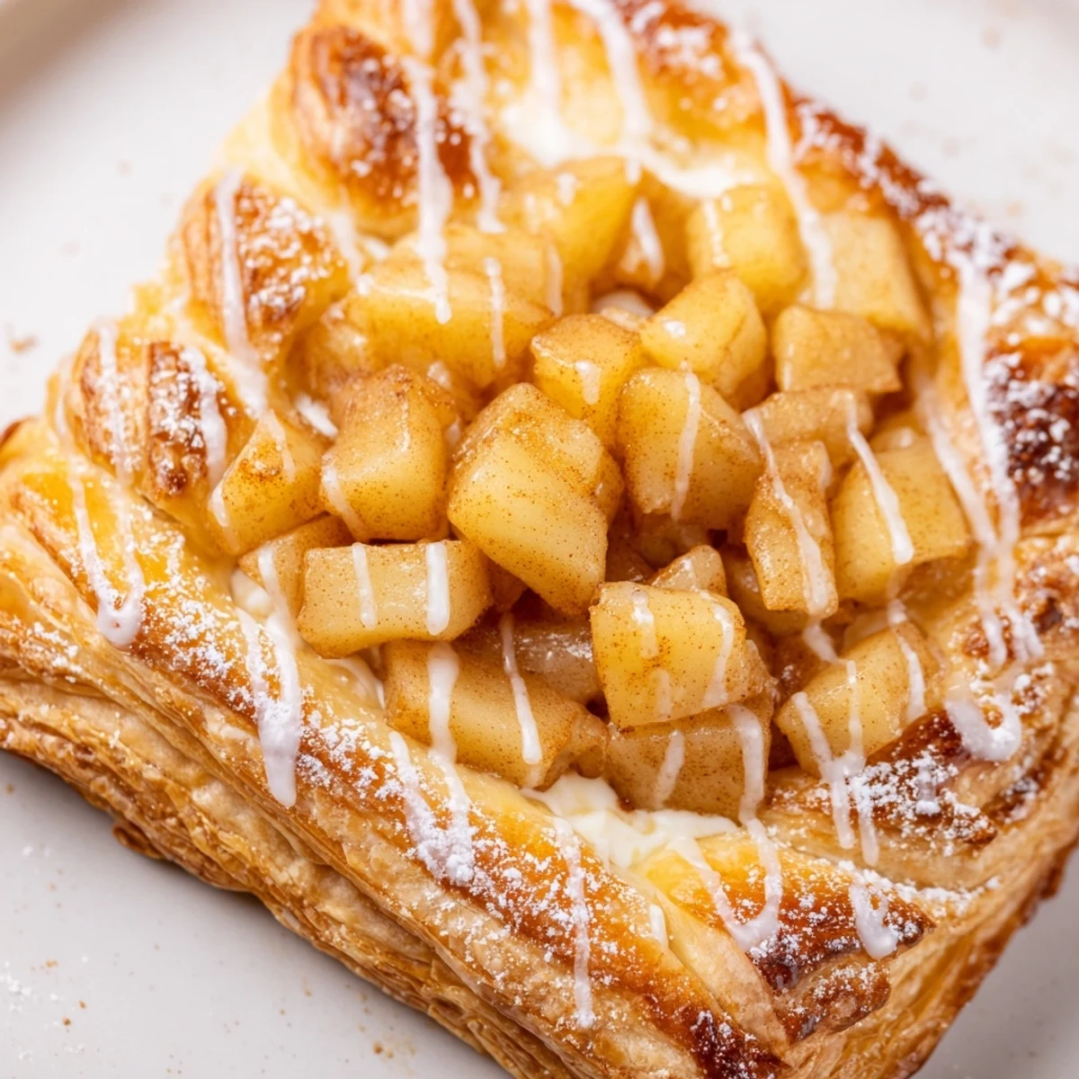 Warm apple cheese danishes topped with cinnamon-spiced apples and sweet cream cheese