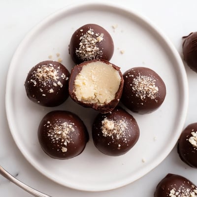 Plated Dark Chocolate Eggnog Truffles dusted with cinnamon, perfect for holiday gifting